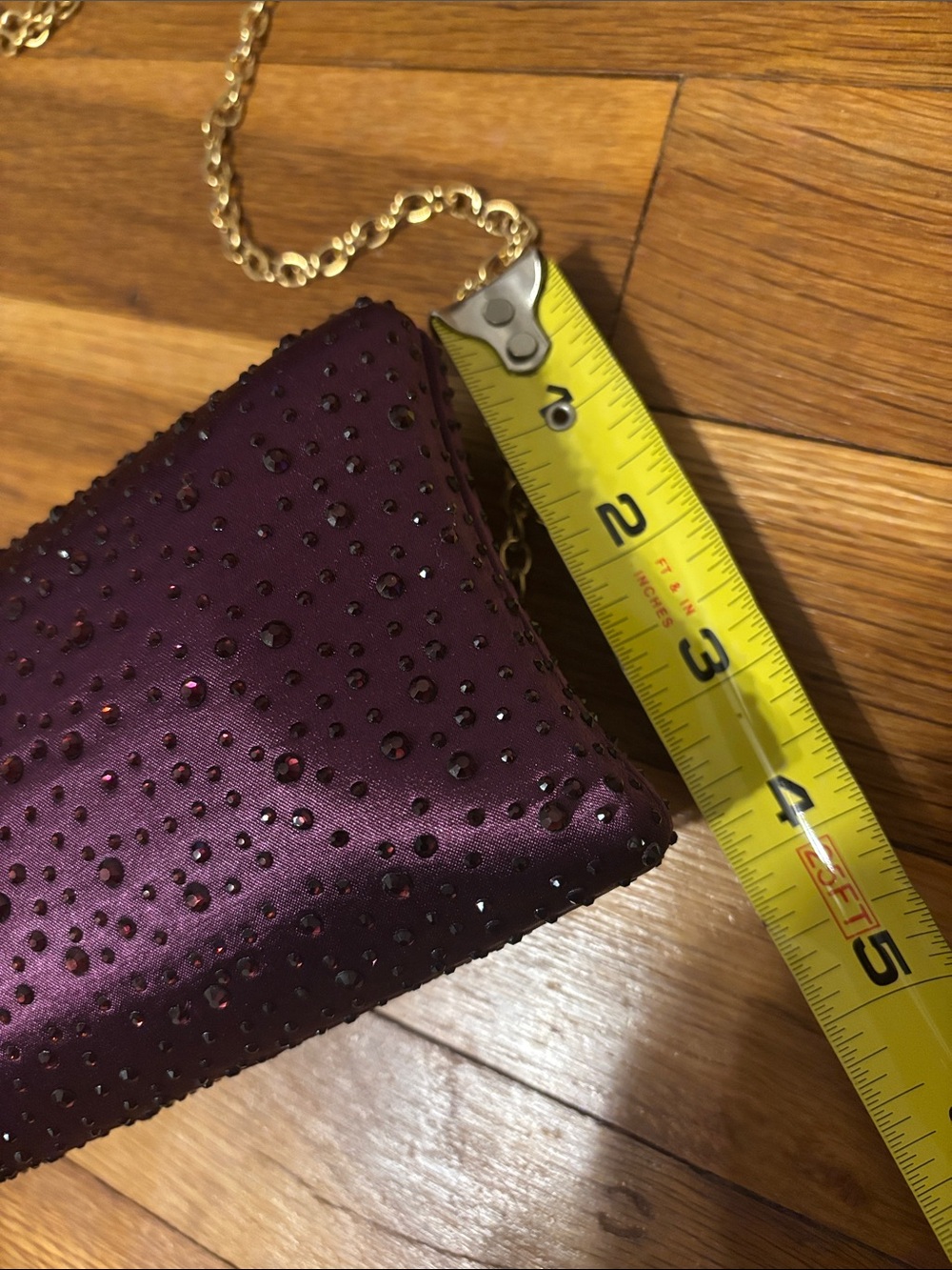 Purple Clutch Crossbody Evening Purse Bag - Picture 6 of 8